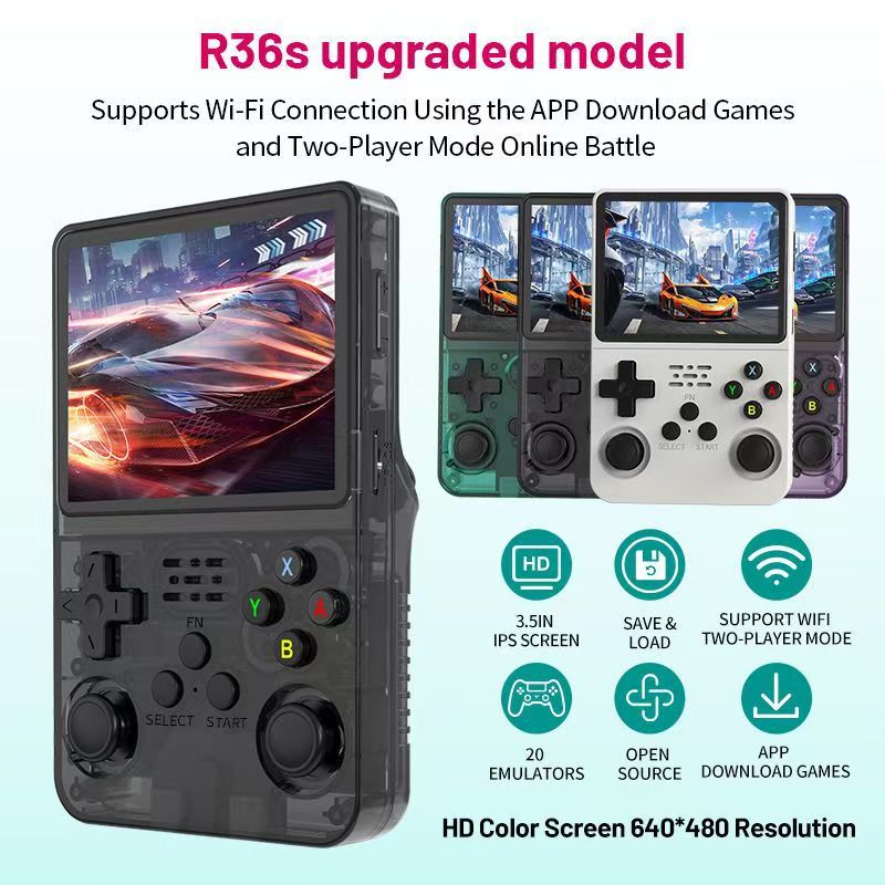 R36s Handheld Retro Game Console 3.5” IPS Screen 20000+ Games