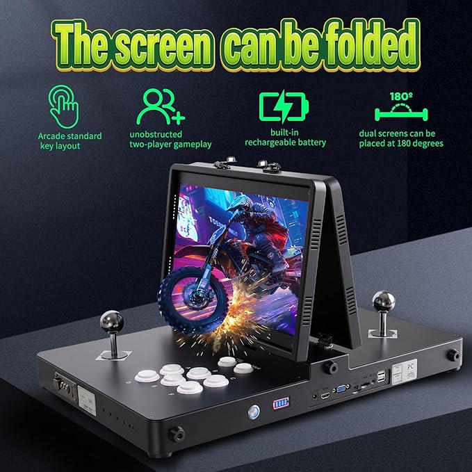 Portable Standalone Retro Game Console 14-Inchx2 Dual Screen 30000+ Classic Games Upgraded with Build-in Wifi - Image 6